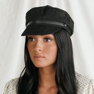 Lulus Black Corduroy Baker Boy Cap never worn